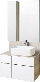 Акватон Мебель для ванной Мишель 80 с гранитной столешницей дуб эндгрейн/белый – фотография-1